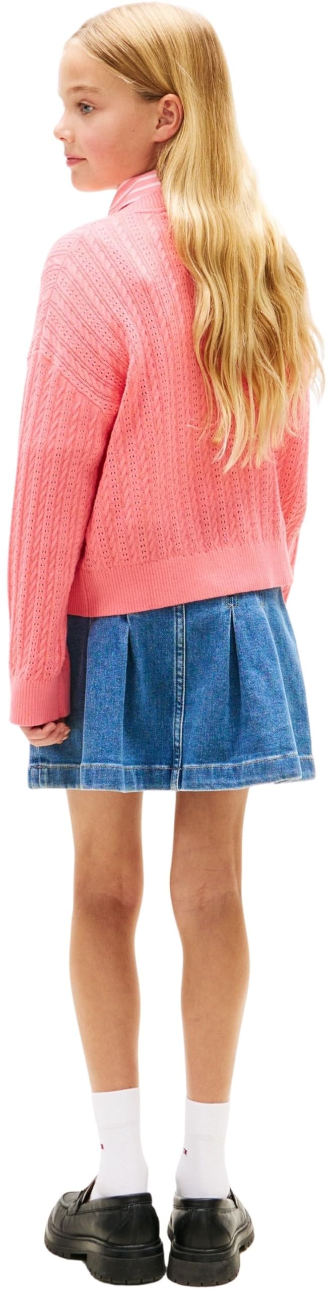 Tommy Hilfiger Pointelle Cable Cardigan Kg0kg09378 Suéteres Niñas (Pack de 1)
