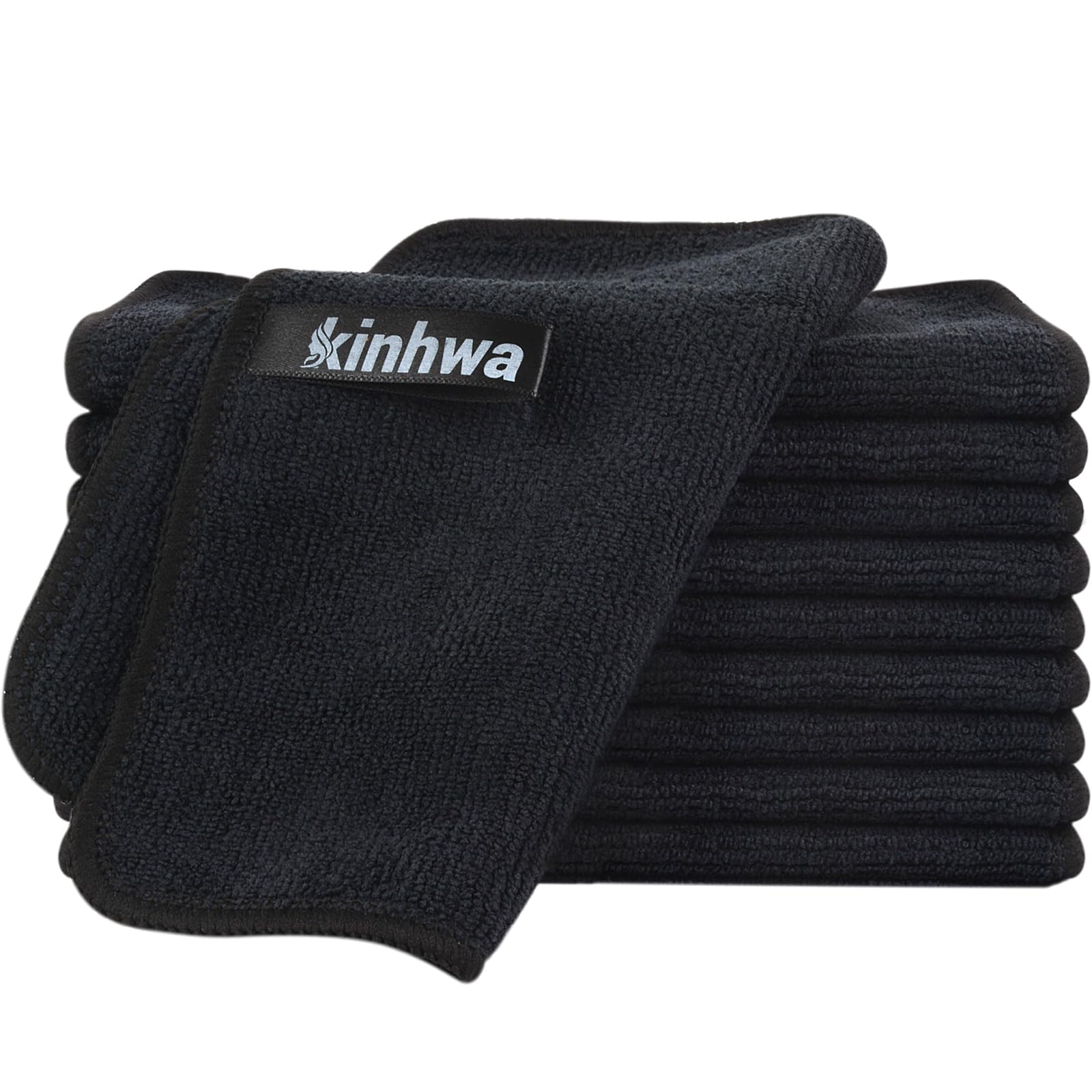 KinHwa Mikrofasertücher Schwarz Putzlappen Küche Reinigungstücher Putztücher Spüllappen Waschbar Microfaser Putztuch Umweltfreundlich und Fusselfrei Geschirrtücher Mehrzweck 20cm x 20cm 10 Stück