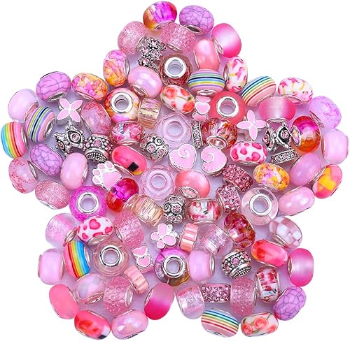 VICTLOV 60 cuentas espaciadoras europeas de agujeros grandes con cuentas de hadas con diamantes de imitación para pulseras, fabricación de joyas