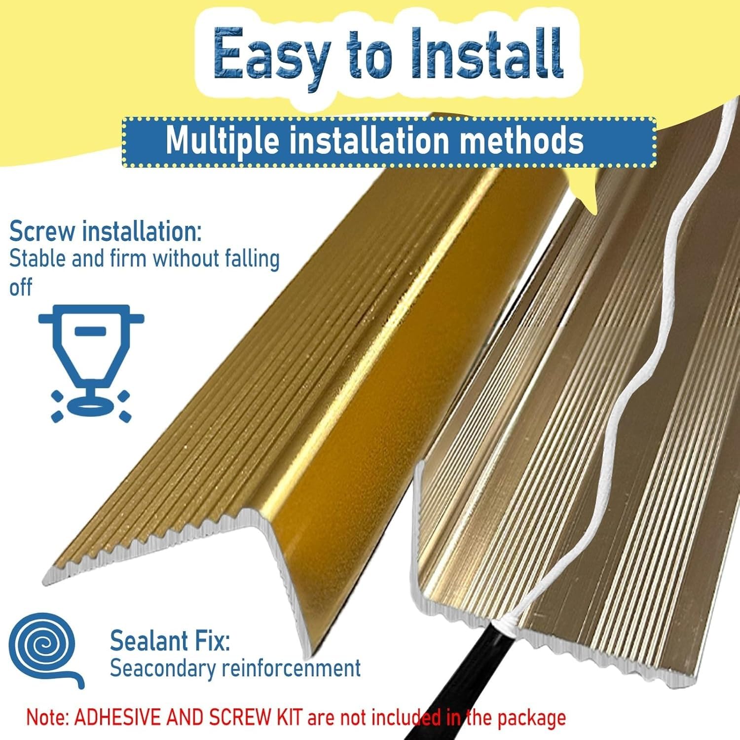 Tira de borde de aleación de aluminio en forma de L para puerta y escalera, barra de umbral antideslizante para protección de escalones, 140 cm, protector de borde de banda de rodadura con acabado