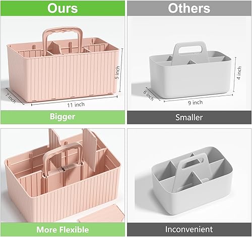 Miniatura 4 de DAYHOPE Organizador de ducha de plástico, cesta de baño con asa, organizador de ducha pequeño portátil para baño, ducha, maquillaje, limpieza,