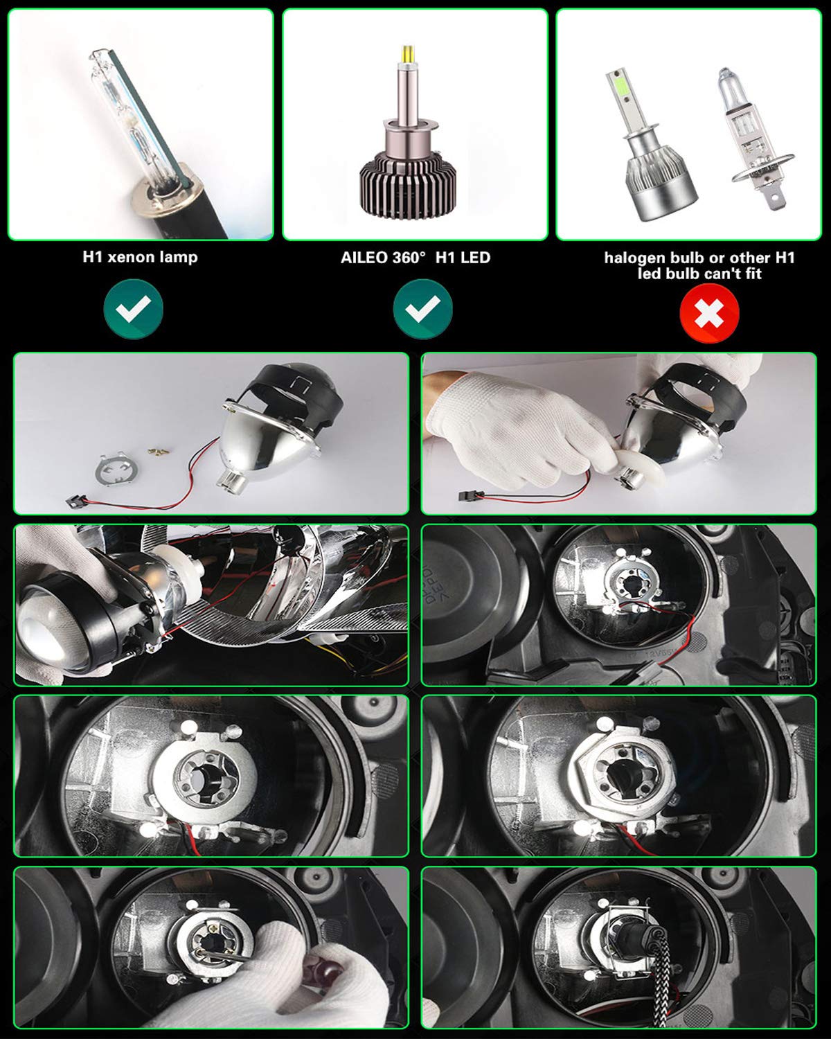 2.5 "Bi-Xenon HID Obiettivo Del Proiettore H4 H7 H11 Auto Retrofit Styling Uso H1 luce Universale (Argento Sindone con Bianco Angelo Occhi)