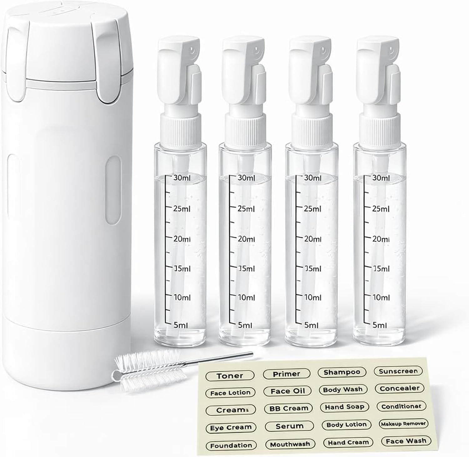 4-in-1 Travel Bottles for Toiletries, Travel Pump Bottle，Leak-Proof Shampoo Conditioner Lotion Dispenser with Pump, Compact No-Spill Toiletry Containers for Travel & Business Trips (Green)