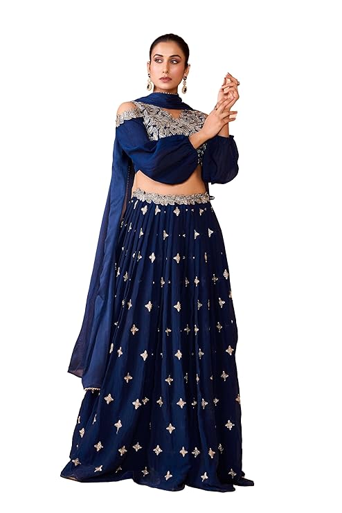 madhuram textiles womens' Lehenga And Choli Cassata Silk With Embroidery Work Set(M-2527 Mor Pichh)