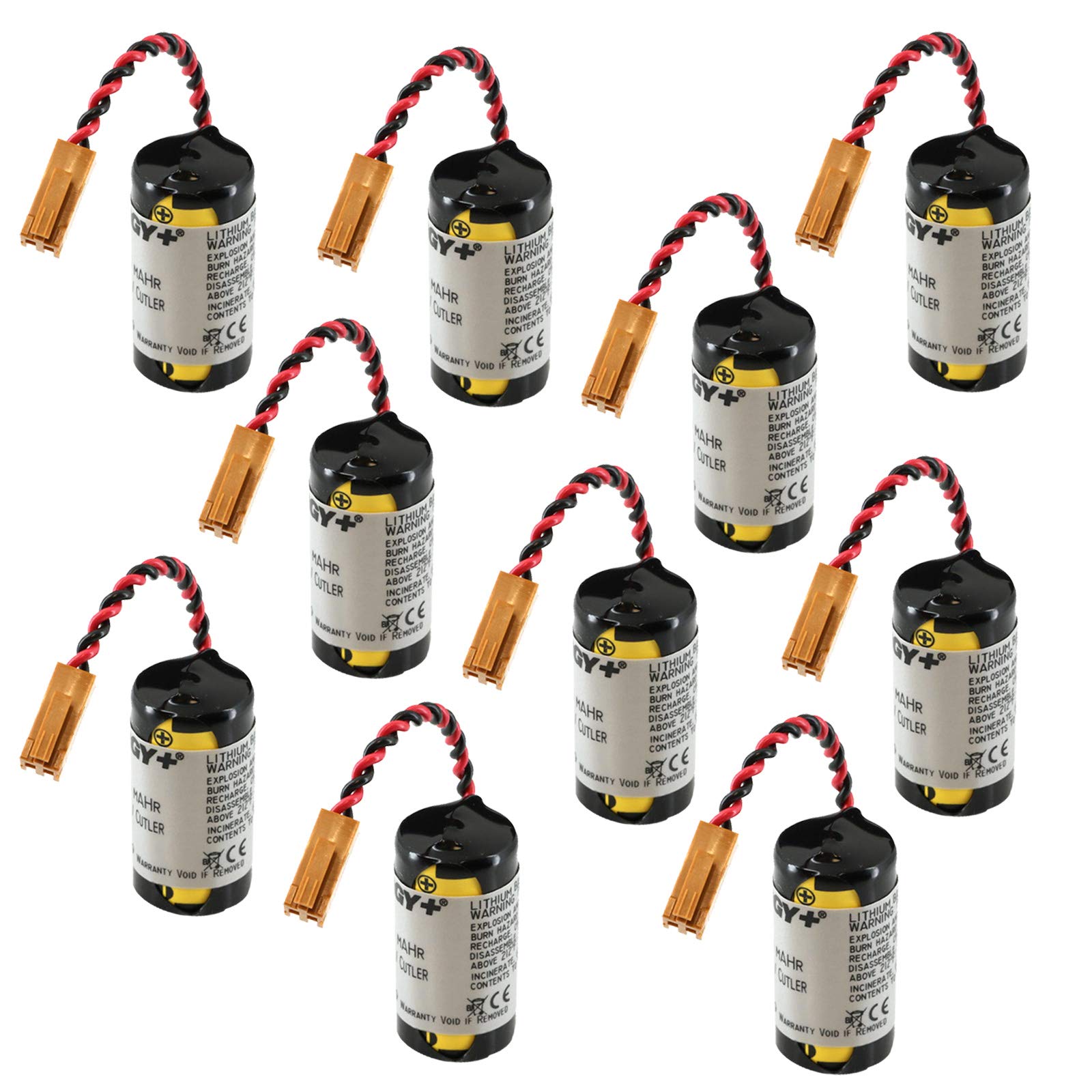 (10-Pack) Exell PLC Lithium 3V 1800mAh Computer Backup Batteries, Replacements for Ge Fanuc 44A724534-001, 90-20 Series, 90-30 Series, A06B, A06B Control, A98L-0031-0006, IC693 Series, IC693-ACC-301