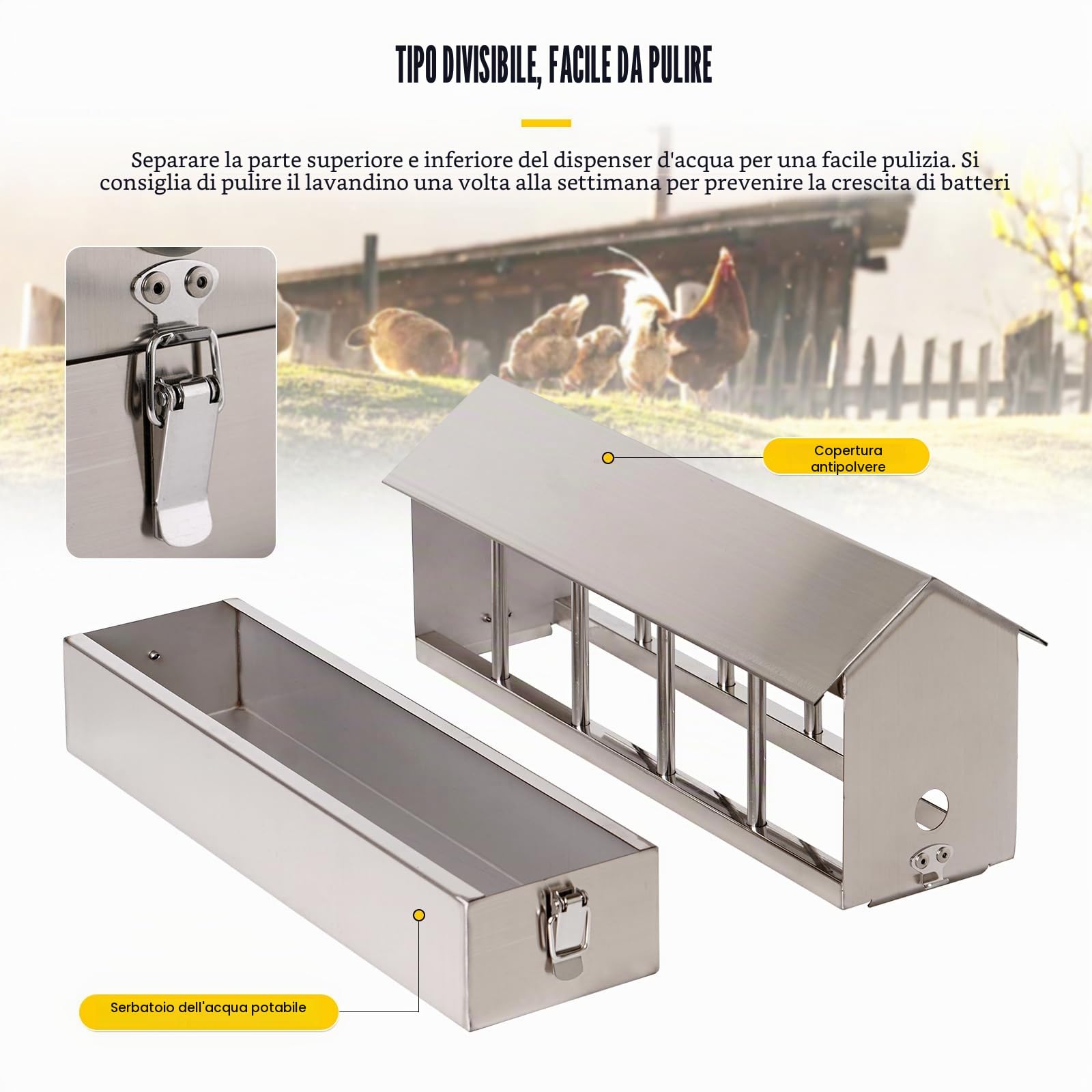Abbeveratoio Automatico per Polli, Distributore D'Acqua Per Piccioni in Acciaio Inox con Valvola a Galleggiante Fontana di Abbeveratoio per Pollo Anatra Oca Piccione Quaglia