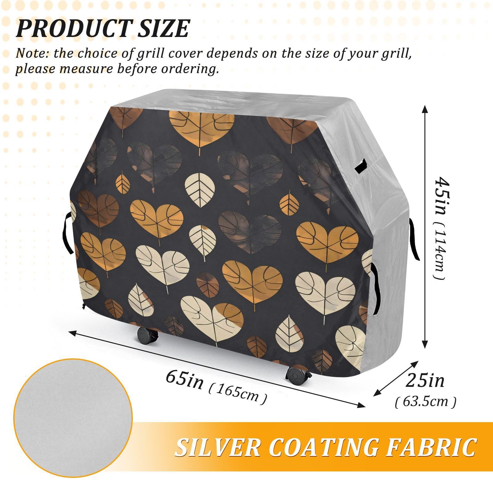 Coperture per barbecue a gas da 165 cm, resistenti, anti-UV, per barbecue all'aperto, a forma di cuore