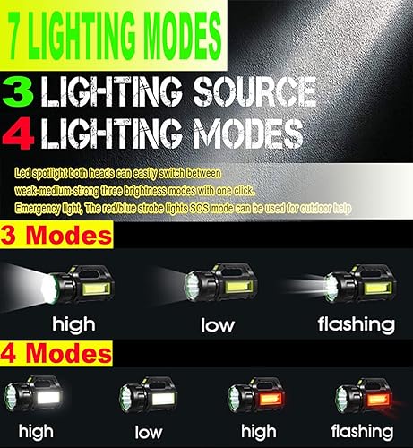 Miniatura 2 de Linterna LED reflectora LED, recargable solar, súper brillante, 10000 lm, lámpara de trabajo multifuncional, 7 modos de luz, IPX4 impermeable, para
