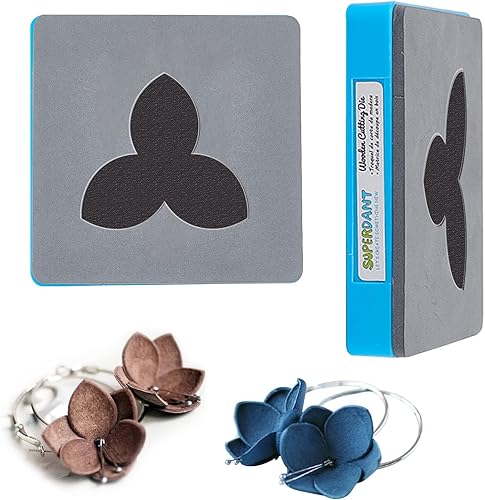 SUPERDANT Aretes de cuero con diseño de flores, troqueles de trillium, joyería de madera, accesorios para el cabello, llavero colgante, troquelado