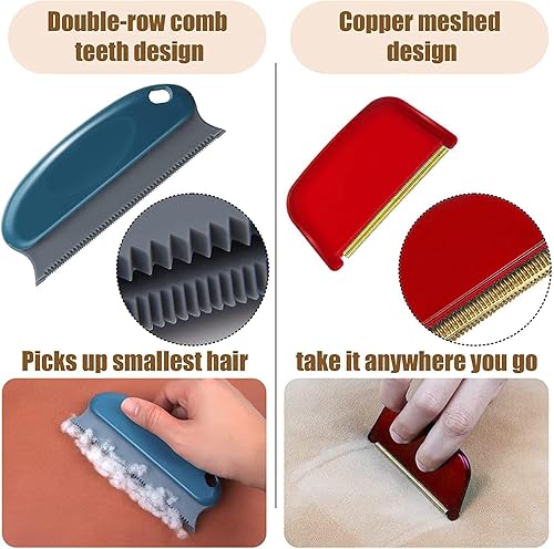 Miniatura 10 de Removedor de pelo de mascotas  Paquete de 4 removedores de pelo de perros y gatos para muebles, removedor de pelusa reutilizable, rastrillo portátil