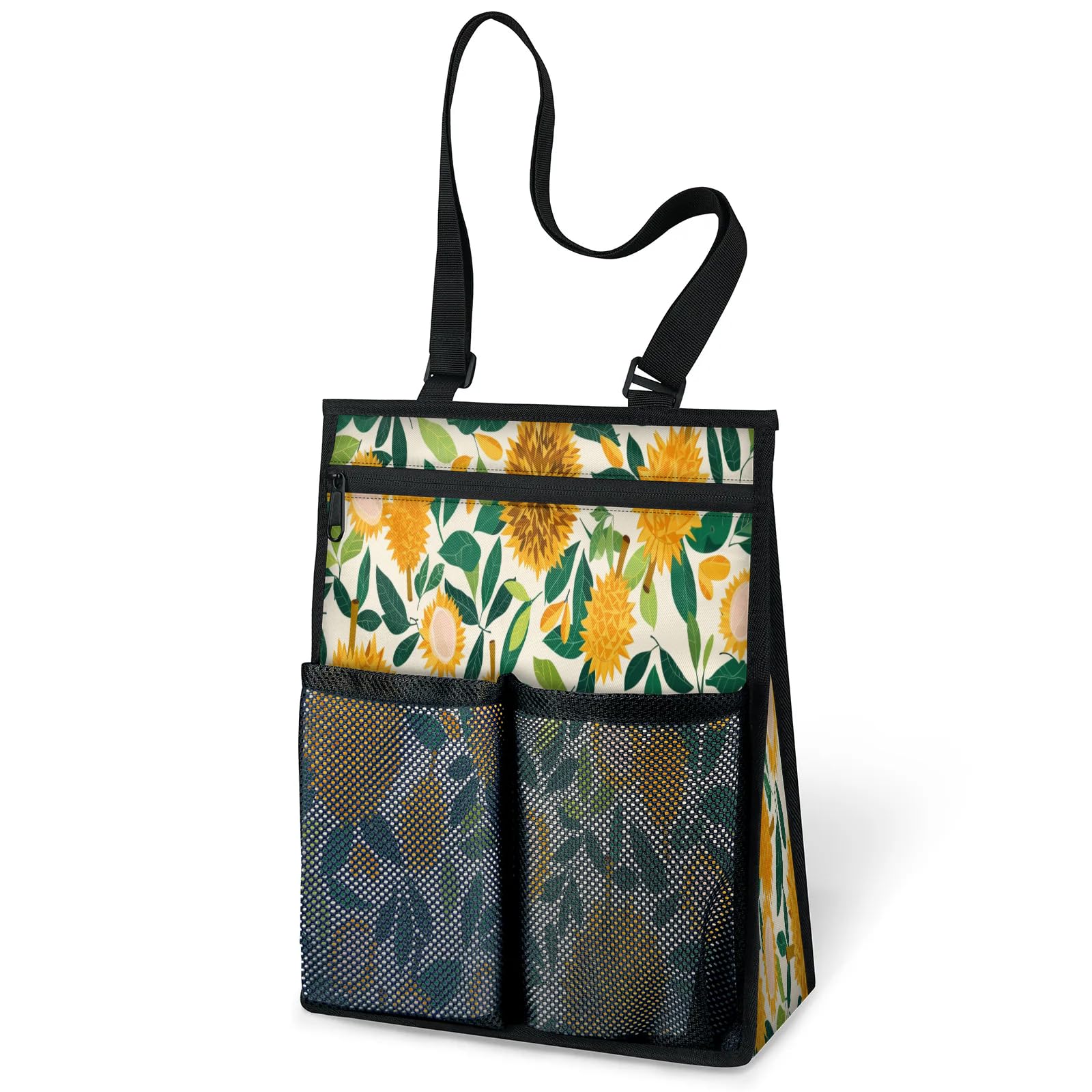 Ourtheme Durian Pattern Portable Shower Bag for Travel Gym Camp Beach Tote Shower Caddy Bags Hanging Toiletry Organizer