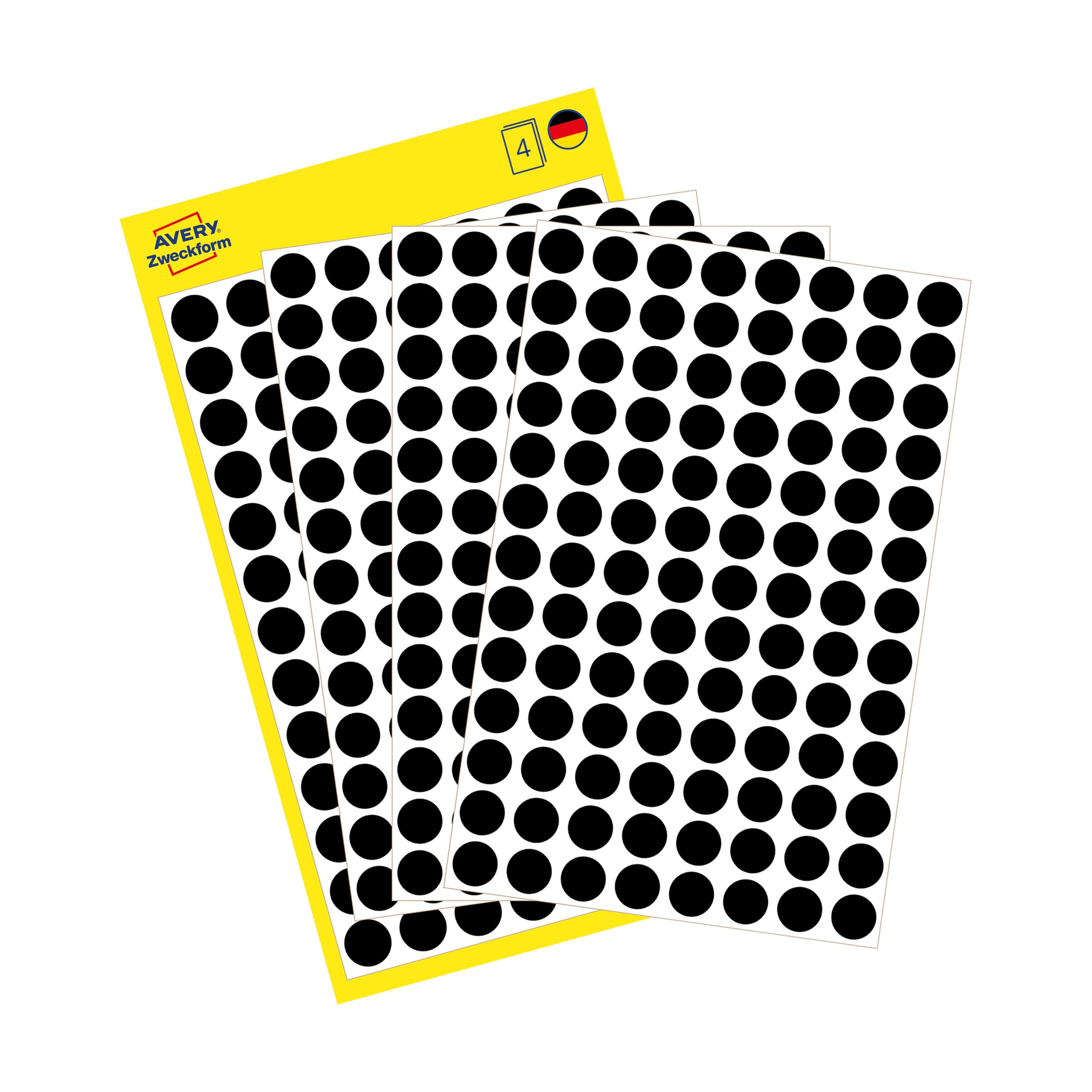 Avery Packets of Labels Diameter 8mm Black Ref 32-275 1 Pack of 520 labels