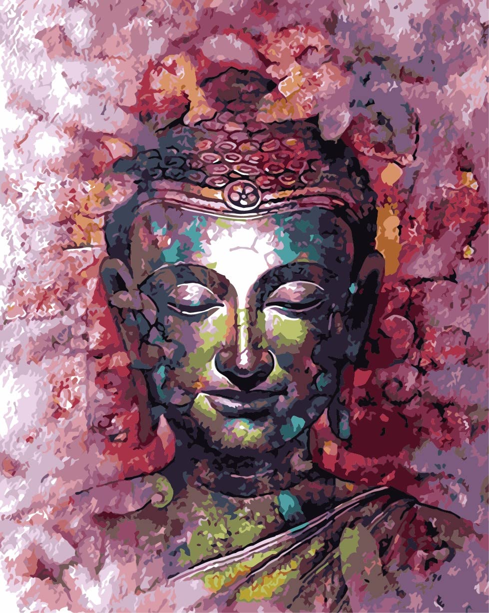 Meecaa Paint by Numbers Buddha Statue Kit for Adults Beginner DIY Oil Painting 16x20 inch (Buddha Statue, No Frame)