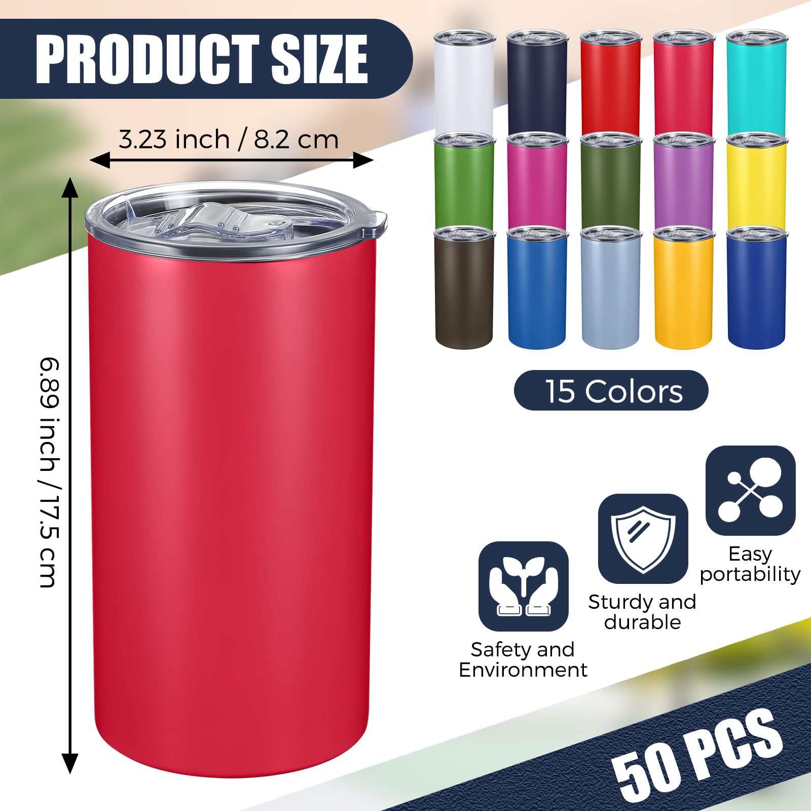 50 vasos de acero inoxidable de 20 onzas a granel con tapas, taza de viaje aislada al vacío, taza de café con recubrimiento en polvo, taza de café delgada de acero inoxidable para café, bebidas,