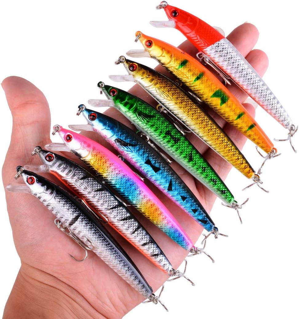 Saltwater Fishing Lures Squid Laser Salwater 3D Minnow Fishing Lures Salt Swimbait Wobbler Style-2:8pcs 10cm/8.5g