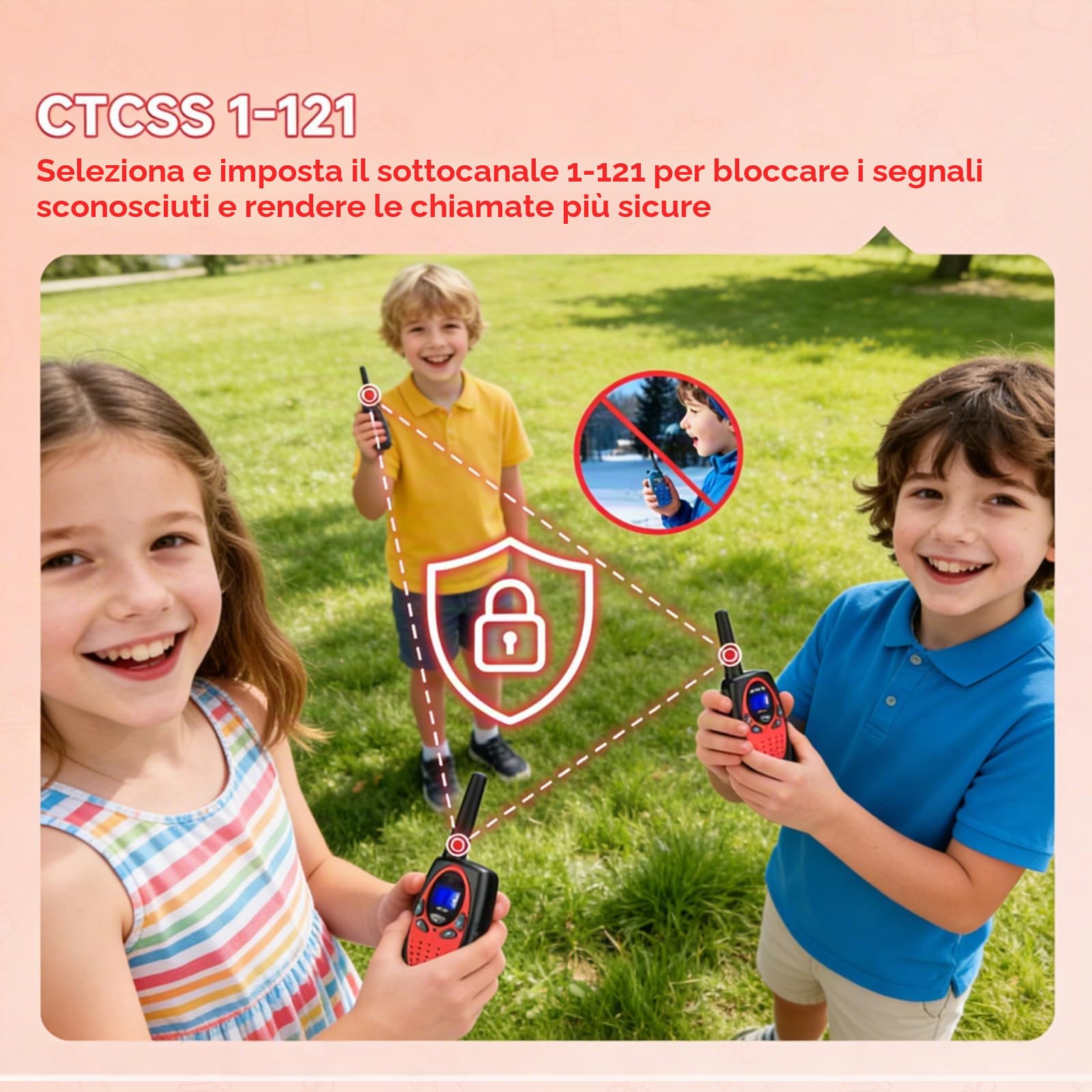 Retevis RT628 Walkie Talkie Bambini, Regalo Giocattolo con VOX a Lungo Raggio per Compleanno e Vacanze, Facile da Usare, Walkie-Talkie per Campeggio Escursionismo e Avventura (1 Coppia, Rosso)