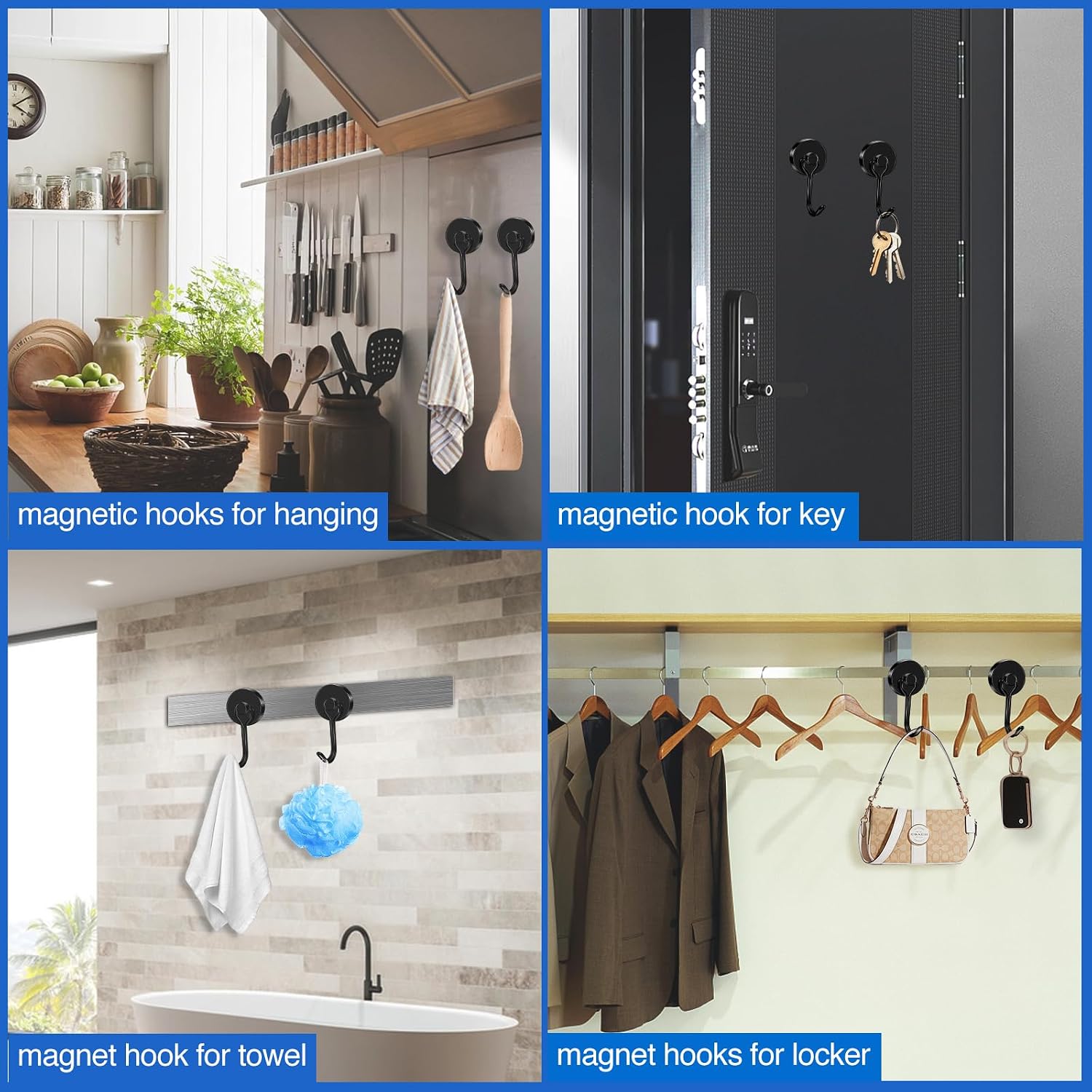 LOVIMAG Hooks, 80lbs+ Magnetic Magnet Hook 2026 Cruise Cabin Ship Essentials Heavy Duty Strong Refrigerator Fridge Hanging for Classroom Beach Vacation Kitchen Grills Home Mug Hanger (6 Pack), Black