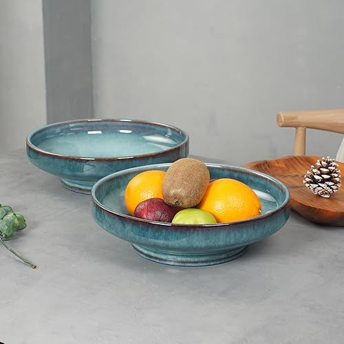 Miniatura 6 de STE-CER Frutero de cerámica para encimera de cocina, cuenco de pedestal decorativo para encimera de mesa, cuenco grande para servir, 10.2 pulgadas