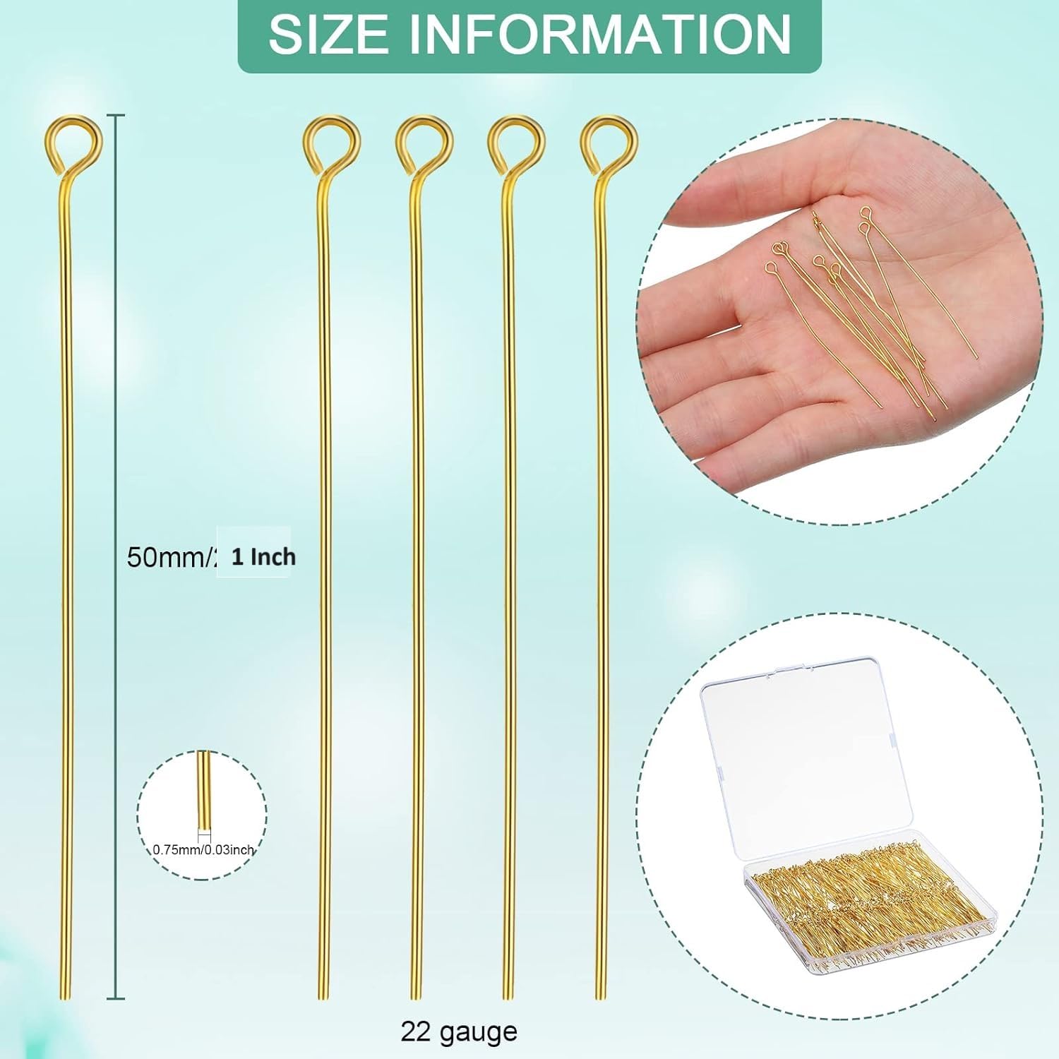 gold head eye pins