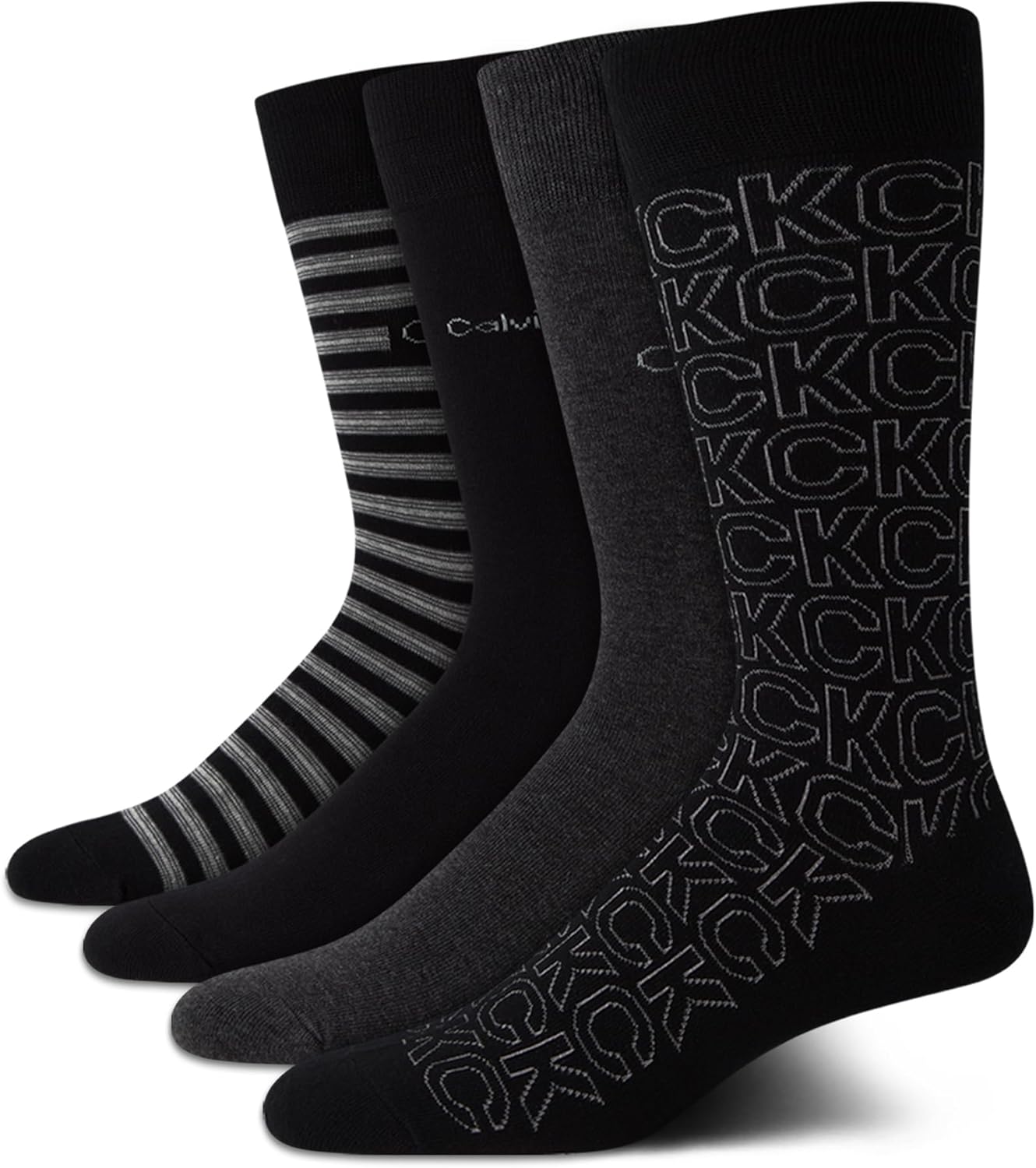 Calvin Klein Mens Dress Socks - 4 Pack Soft Cotton Blend Crew Length Work Socks for Men for Casual Business & Formal Wear