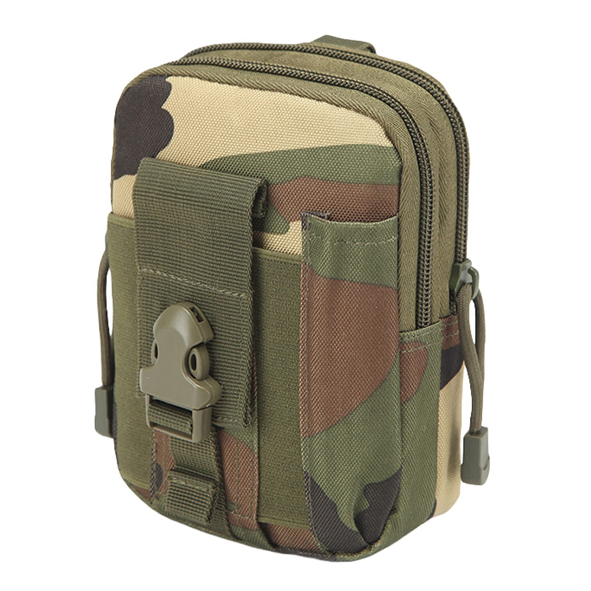 QIYUANT Tactical Waist Bag, Molle EDC Pouch Nylon 800D Multifunction Outdoor Utility Gadget Belt Waist Bag with Cell Phone Holster for Sports Hiking Camping Traveling Jungle Camo