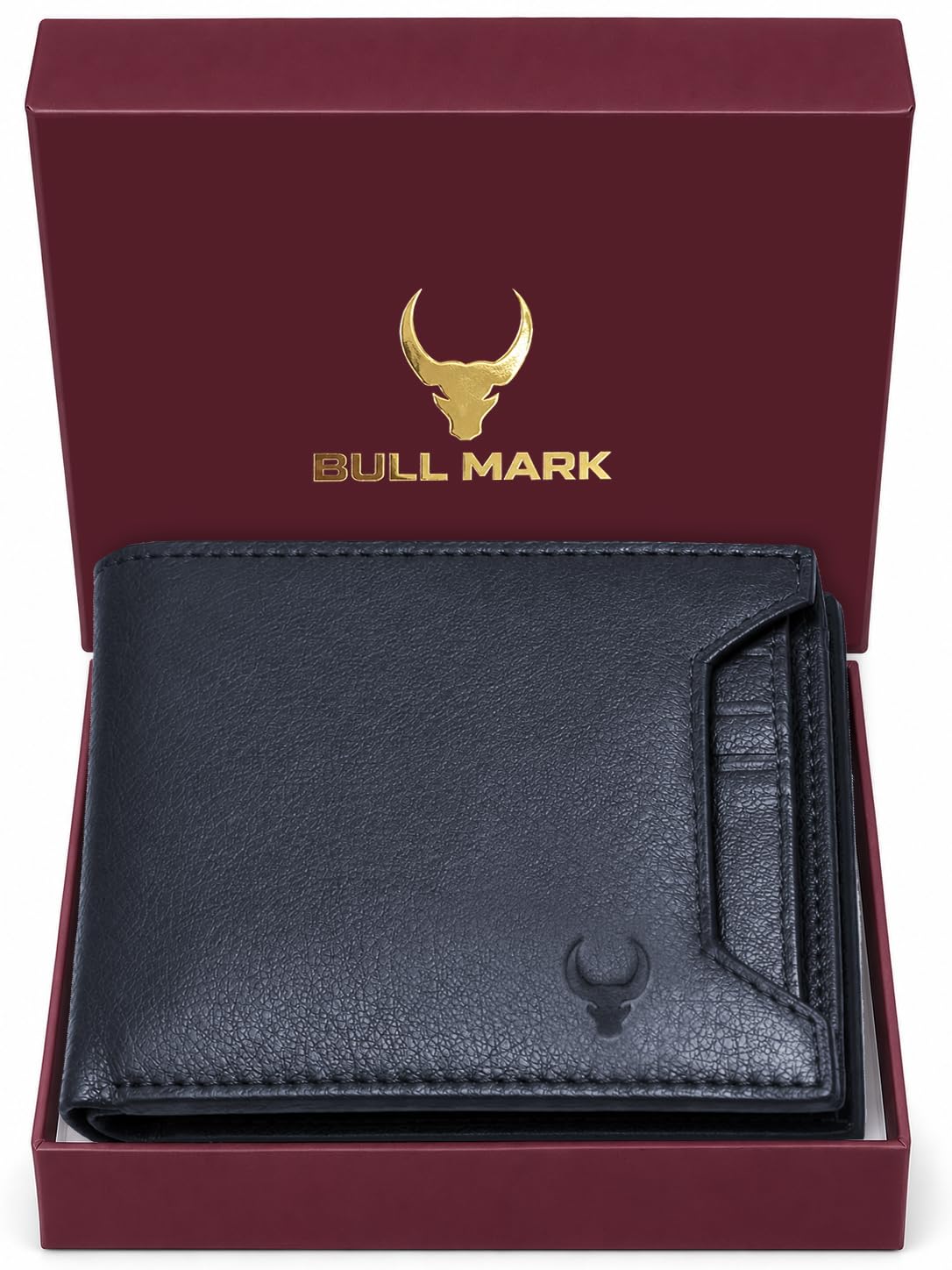bullmark Genuine Leather Wallet for Men with RFID Protection | 8 Card Slots, ID Window, Dual Cash Compartments & Coin Pocket (Blue)-picture-33