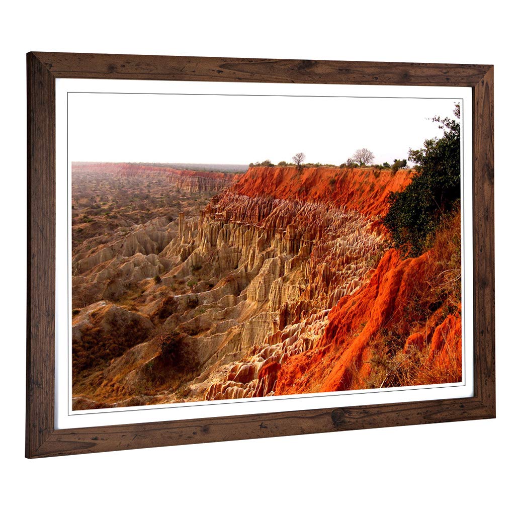 Big Box Art Framed Print of Landscape Angola Mountains Design | Wall Art Picture | Home Decor for Kitchen, Living, Dining Room, Bedroom, Hallway, Office, Walnut, A2 / 24.5x18 Inch / 62x45cm