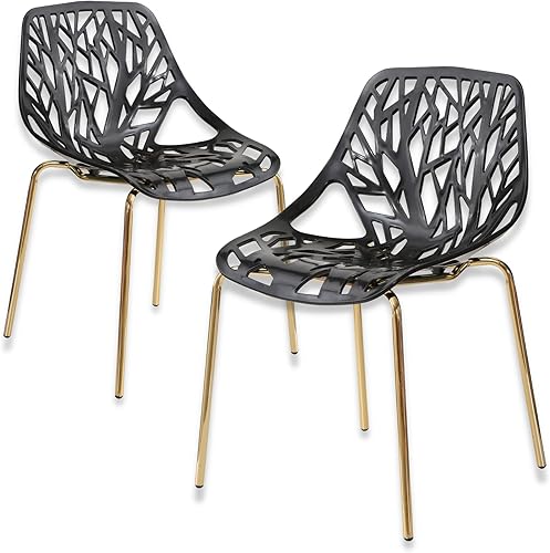 Pozbee Silla de comedor moderna color negro, sillas de abedul para comedor, hoteles, restaurantes, interiores y exteriores, elegantes sillas de