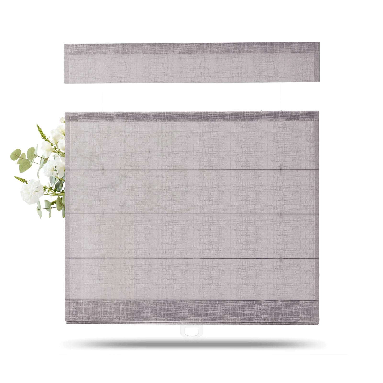 TWOPAGES Liz Linen Top Down Bottom Up Roman Shades for Windows, Rock Grey