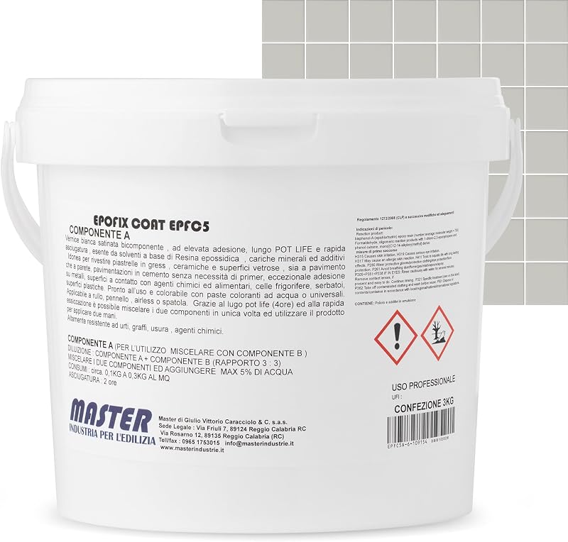 Epoxy Resin for Indoor and Outdoor Floors | Paint for Tiles and Tiles Bathroom and Kitchen, Concrete and Garage | Up to 12 m² per coat