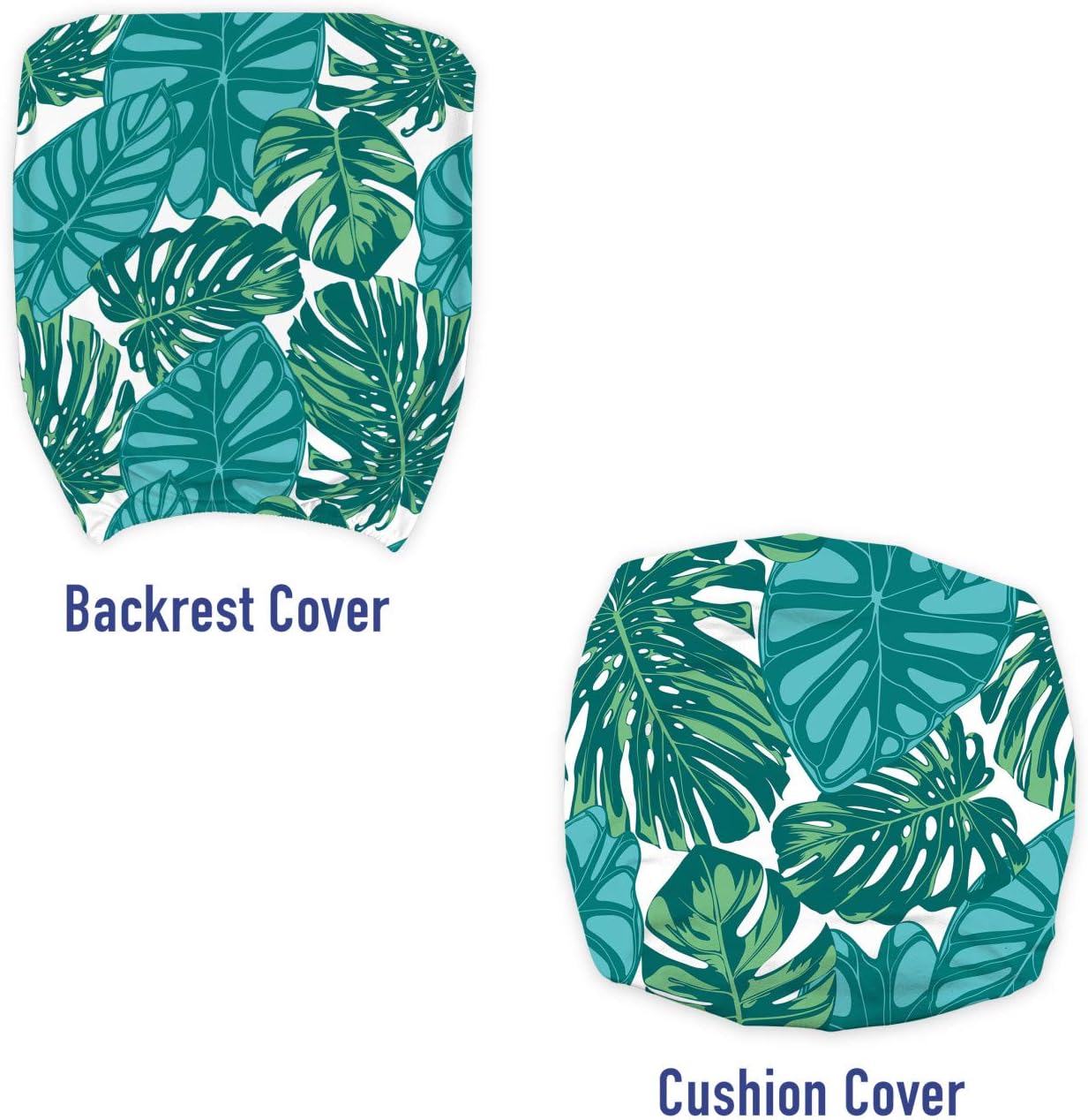 Ambesonne Exotic Office Chair Slipcover, Continuous Jungle Foliage Pattern with Tropical Leaves, Protective Stretch Decorative Fabric Cover, Standard Size, Dark Teal