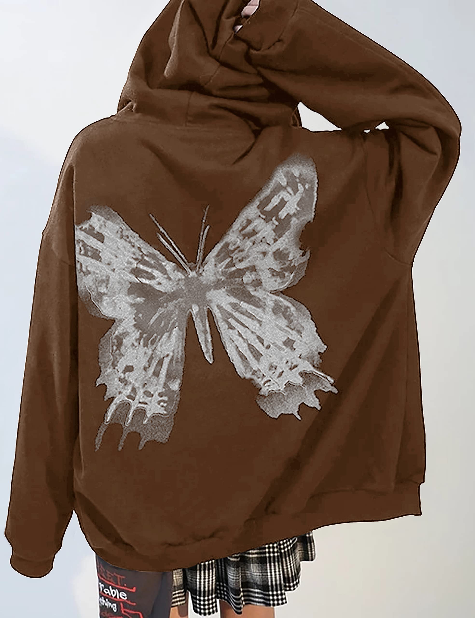 MISSACTIVER Women’s Casual Graphic Printed Hoodies Oversized Zip Up 90S E-Girl Streetwear Grunge Jacket