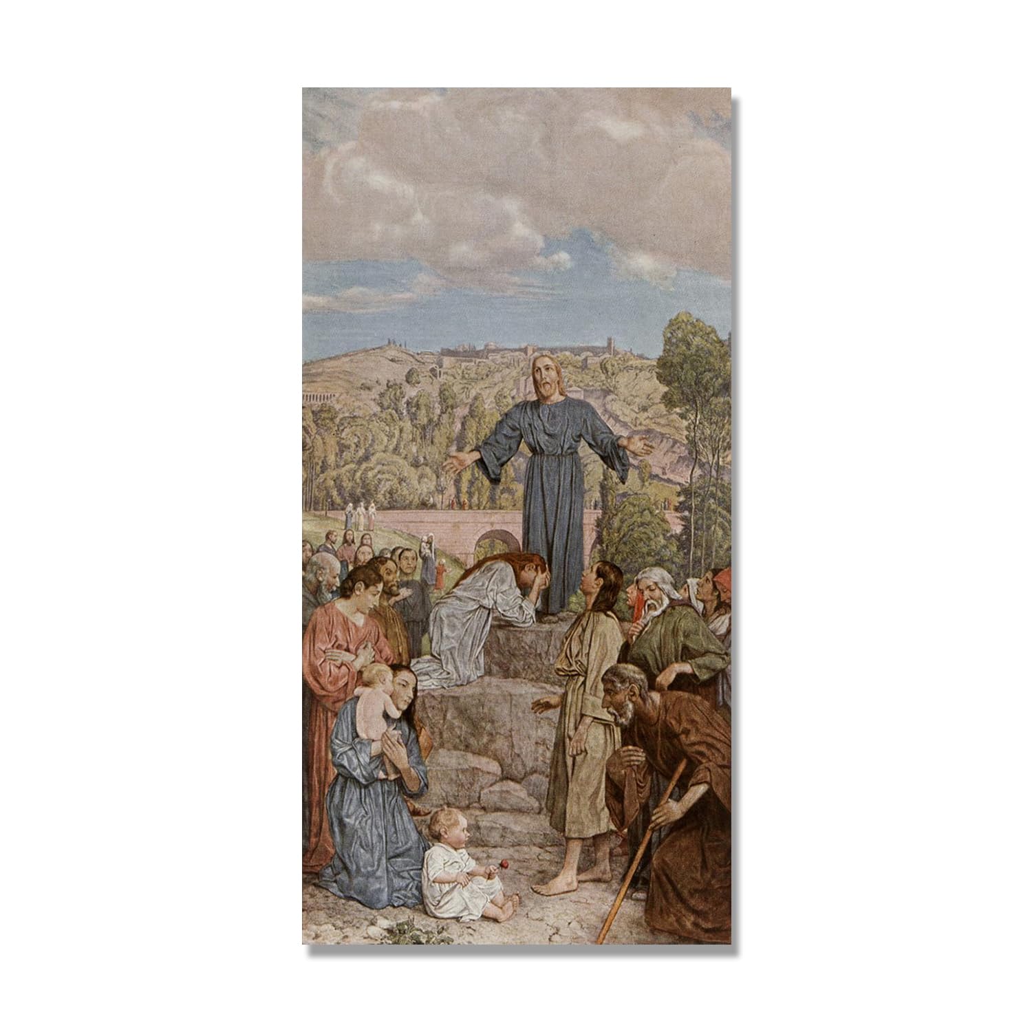 NHLDZYH Hans Thoma Style Canvas Wall Art - (Untitled 27), German Romantic Realism Painting with Symbolic Nature, Rustic Country Home Decor. 60x120cm-23.7x47.3in. Only Canvas