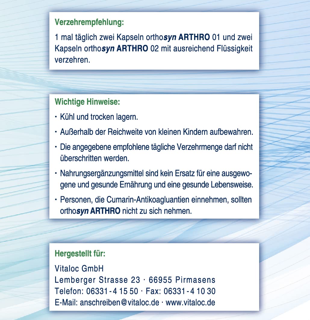 ARTHRO, 2 Komponenten, 120/120 Kapseln, 60 Tage