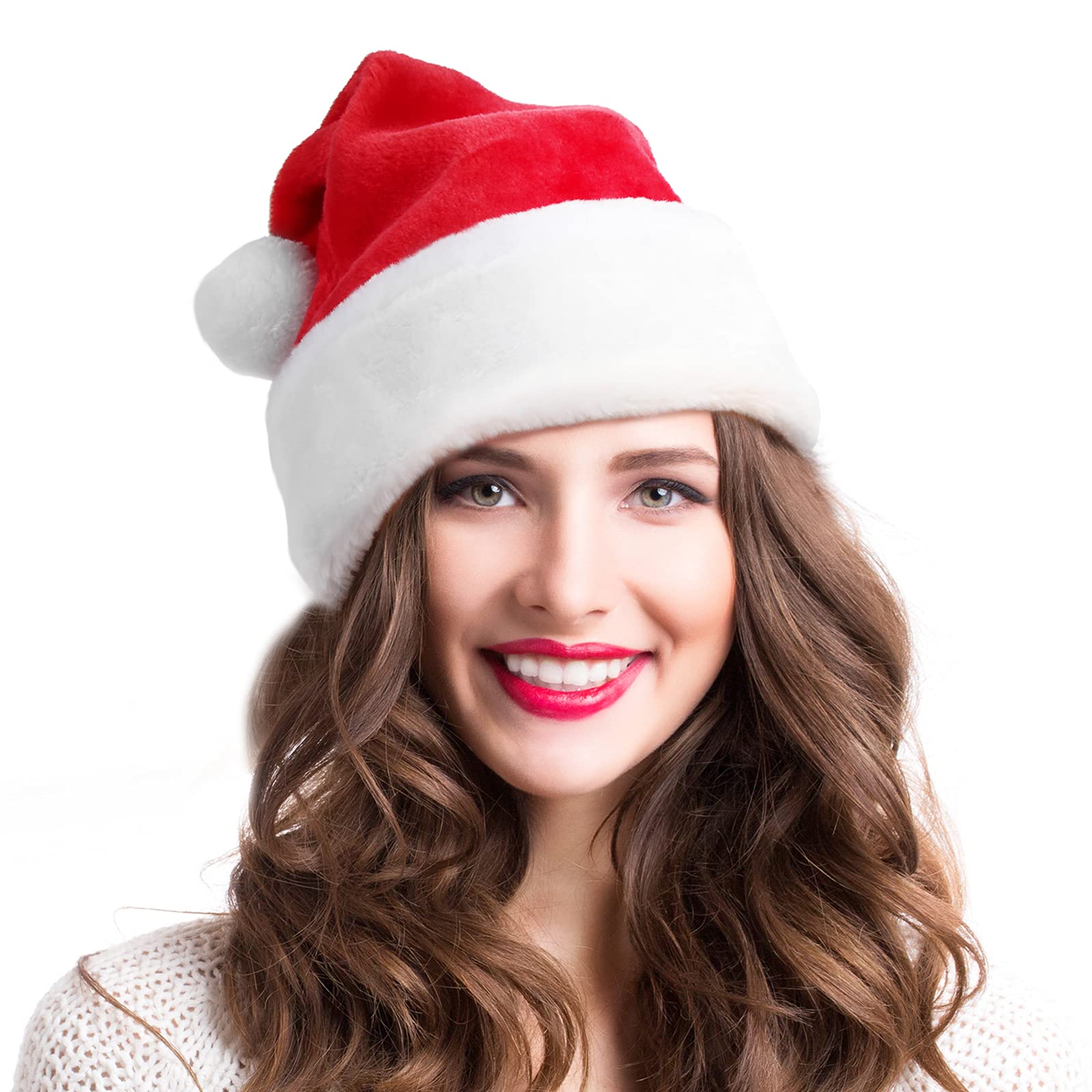 Santa Hat, Christmas Hat for Adults Unisex , Santa Hat for Christmas New Year Festive Holiday Party Supplies