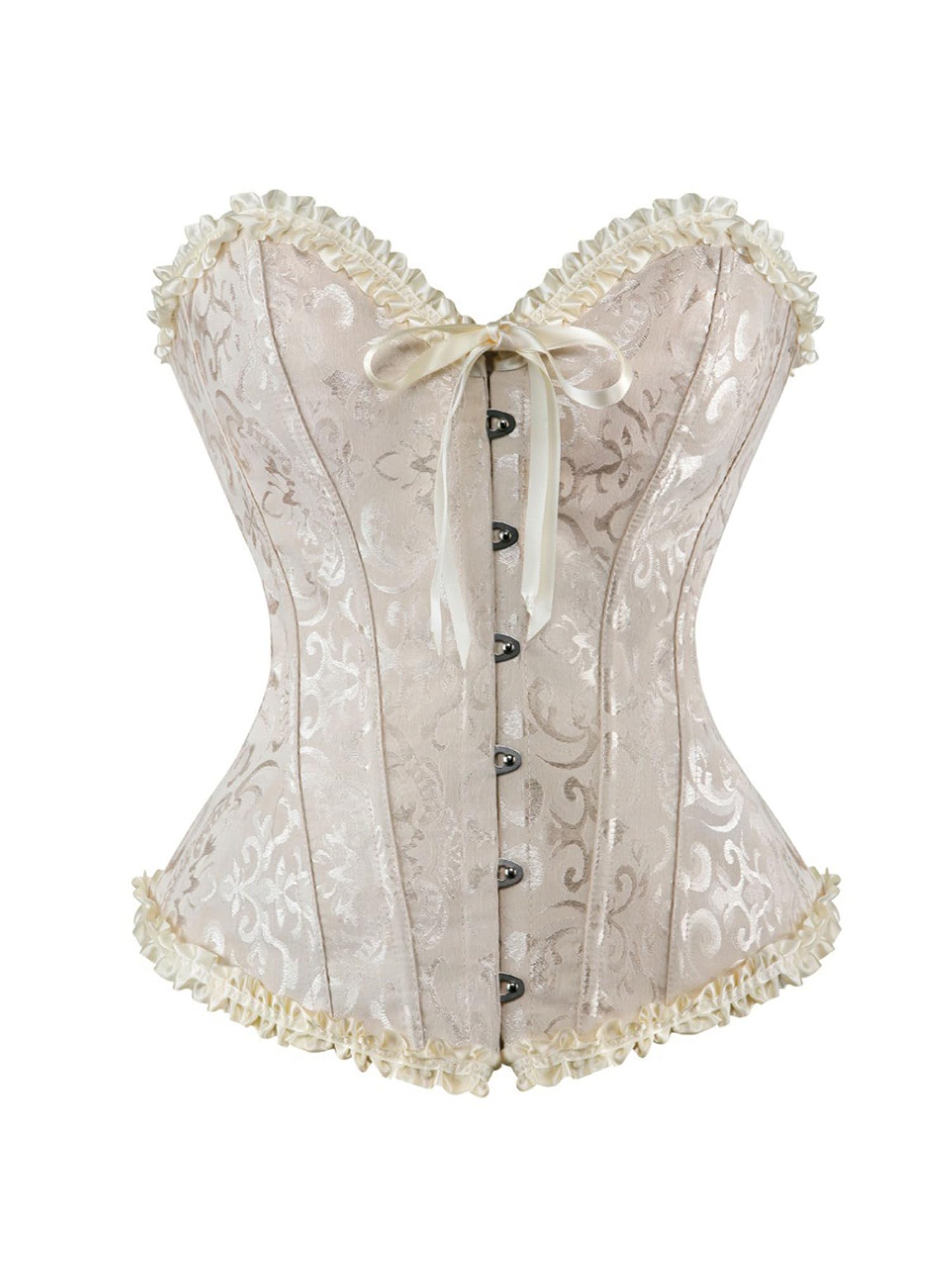 Sexy outfit Damski gorset w dużych rozmiarach Stylowy, kwiatowy, żakardowy gorset gorsetowy Sznurowany gorset modelujący biust