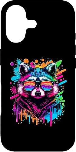 Miniatura 32 de Rainbow Raccoon Sunglasses Vaporwave Synthwave Retrowave Case for iPhone 17 Pro