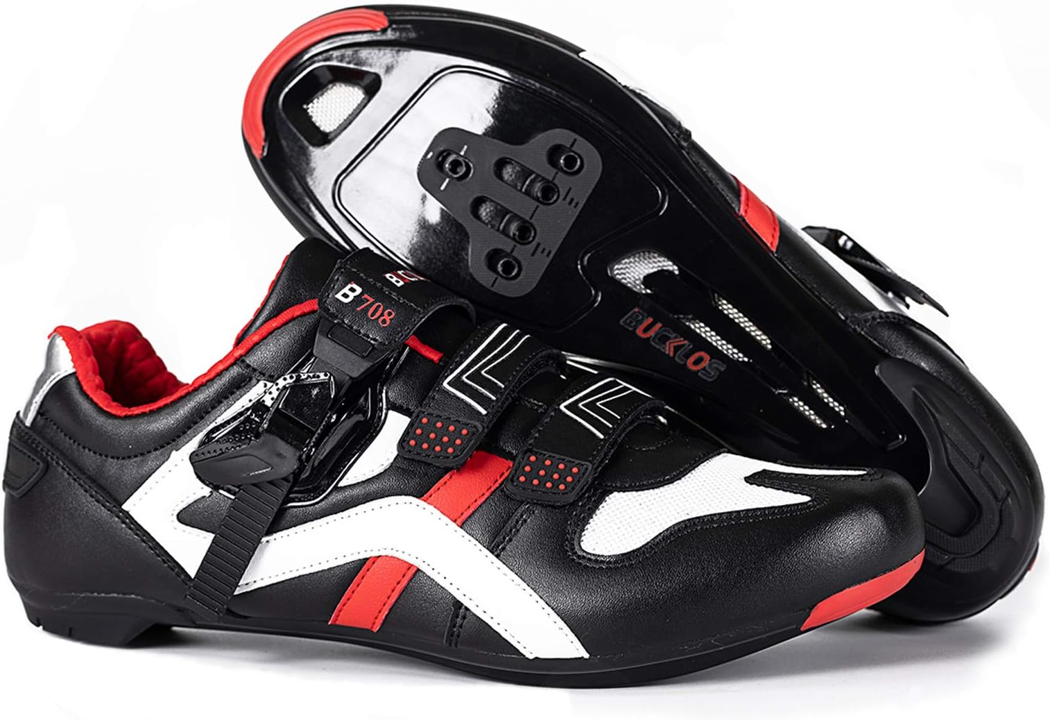 BUCKLOSRoad Cycling Shoes Mens Precise Buckle Strap Compatible with Peloton Biking Shoes Spin Shoes Bicycle Sneakers SPD for Look Delta Lock Pedal Indoor Outdoor