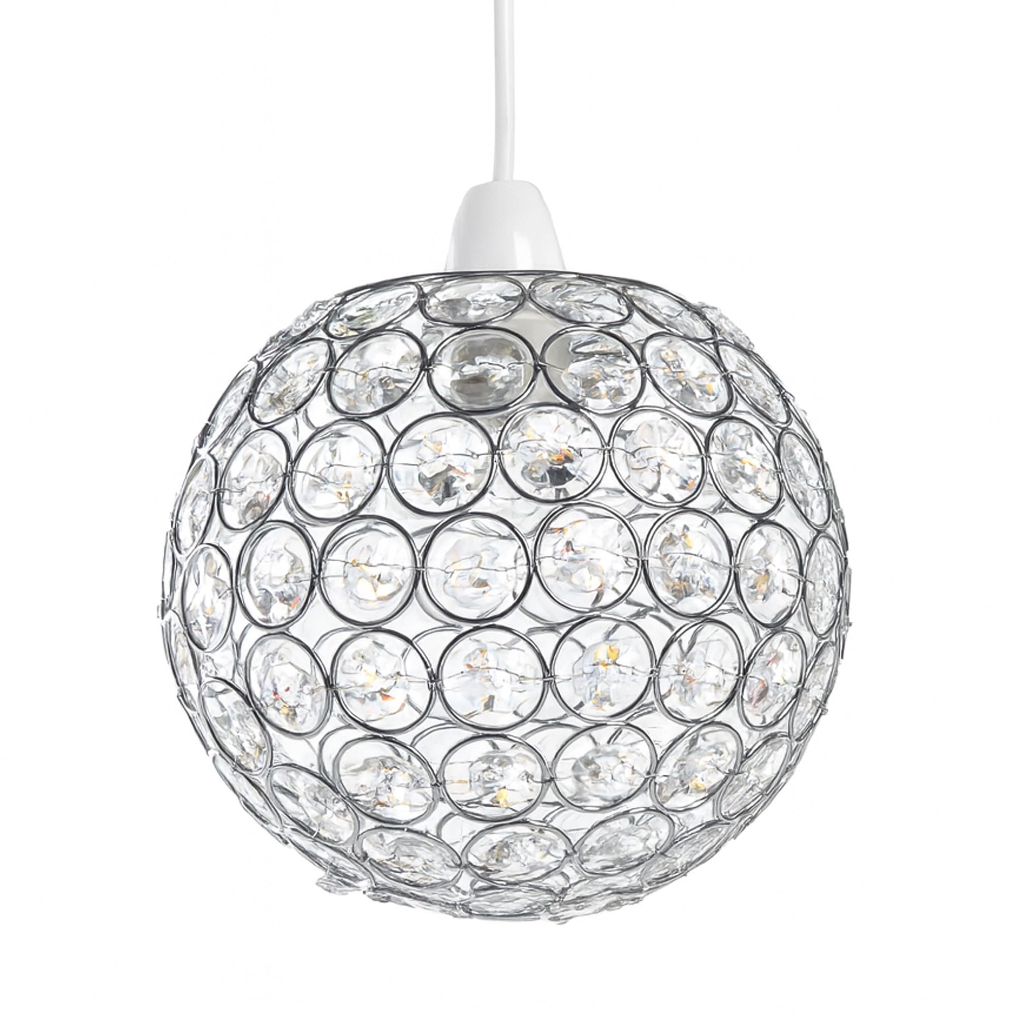 Innoteck Compact Acrylic Spherical Pendant Lampshade - for Dinning Living Room Bedroom Home Restaurants Office Bar Café Lighting Decoration - Chrome