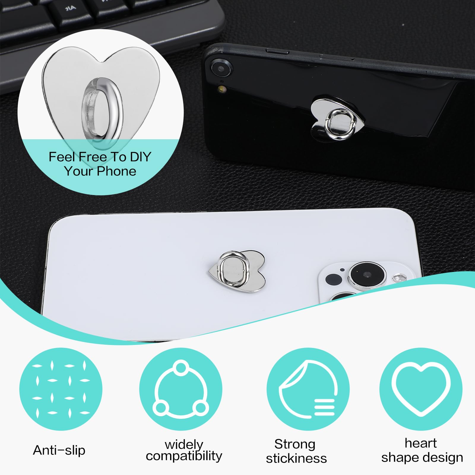 Amazon.com: 8PCS Silver Metal Phone Finger Ring Kickstand