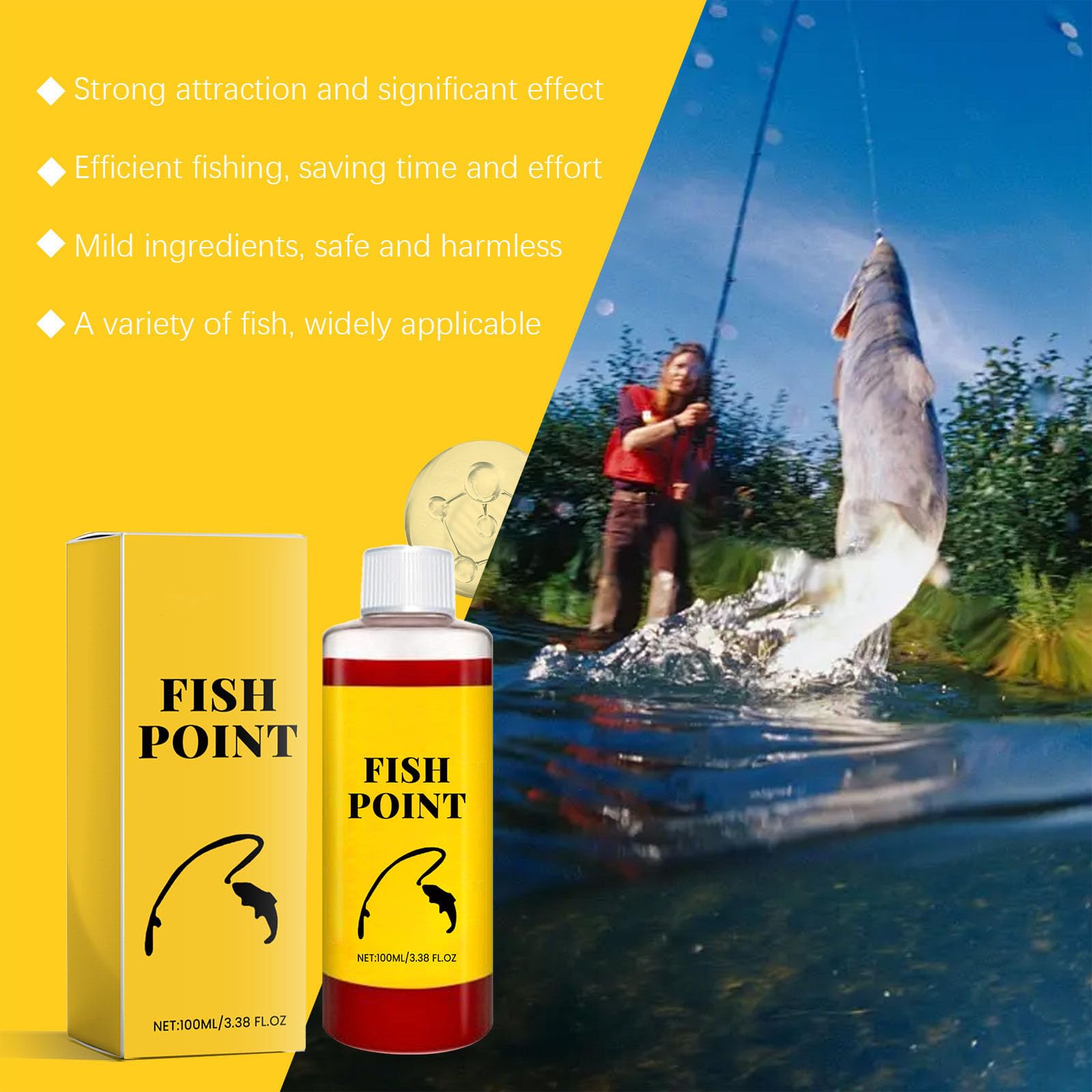Concentrated Fish Attractant Liquid, Red Worm Formula Fishing Scent Bait Additive, 100ml Fish Point Liquid for Freshwater Fishing Trout Panfish