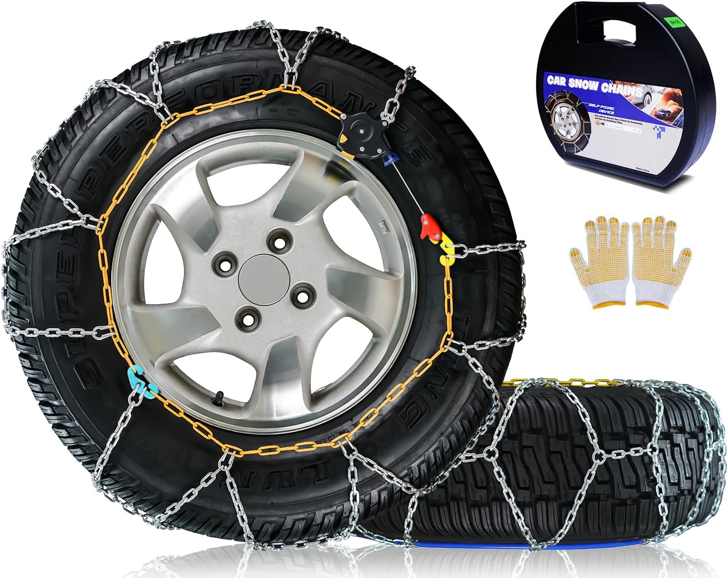 Snow-Chains Auto Fixing 1 Min Quick Fit Easy Installation Tire-Chains