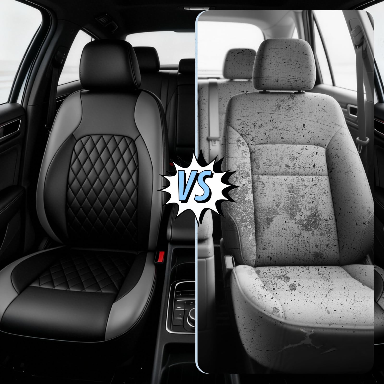 Set completo di coprisedili per auto in pelle, set universale di protezioni per sedili anteriori e posteriori, morbidi e traspiranti, coprisedili e poggiatesta per auto compatibili con airbag