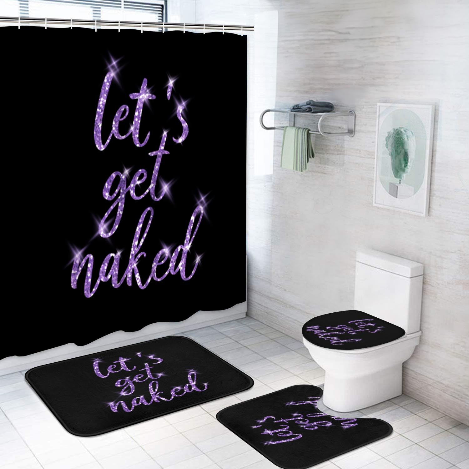Rideaux de douche violets anti-glissade résolvant les projections d'eau au sol