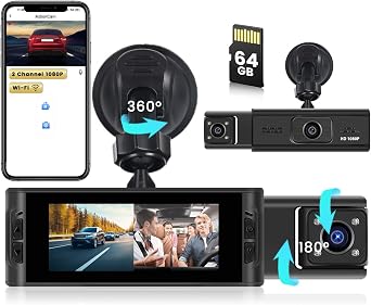 Inefala Dual Channel Dash Camera, Car Cam FHD 1080P Front and Inside