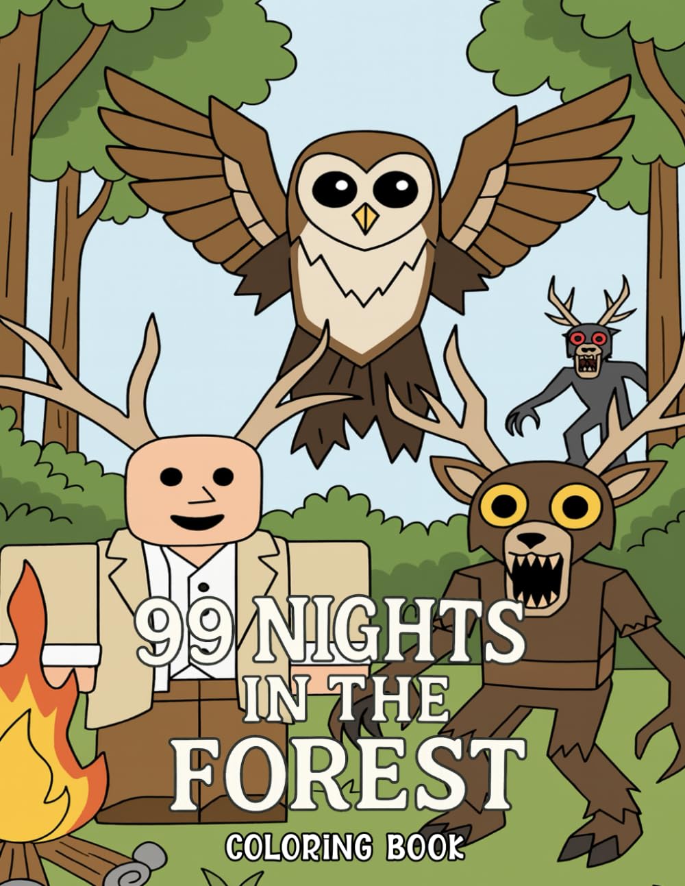 99 Nights in the Forest Coloring Book: Cute Coloring Pages with Many Characters for Kids Teens & Adults for Stress Relief