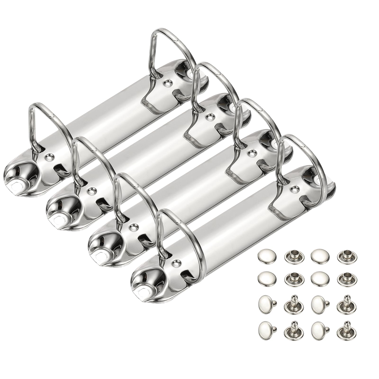 PATIKIL B7 2 Hole Ring Binder Mechanisms, 4 Set 1" D Ring Replacement Binder Planner Loose Leaf Binding Spines for Organizers DIY Fill Paper Storage Folder Accessories, 30mm Silver Tone
