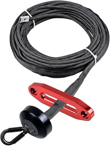 Miniatura 21 de Cuerda de cabrestante sintética amarilla de 50 pies x 1/4 + guía Hawse + tope de goma para ATV UTV SUV camión KFI Ramsey