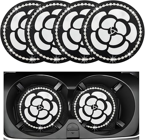 Miniatura 11 de 4 piezas de portavasos para automóvil con estampado de vaca, inserto antideslizante de 7 cm para portavasos de automóvil, tapetes antideslizantes