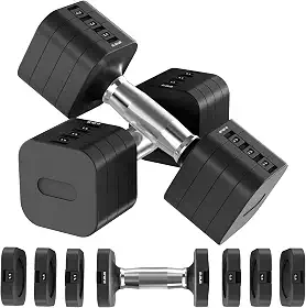 Conjunto de 2 halteres ajustáveis, halteres de peso ajustável com 4 níveis de 2 kg, 3 kg, 4 kg, 5 kg, conjuntos de pesos de mão para mulheres/homens, academia, treino de corpo inteiro